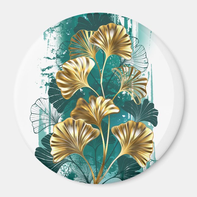 Zweigstelle mit goldenen Blätter Ginko Biloba Magnet (Vorne)