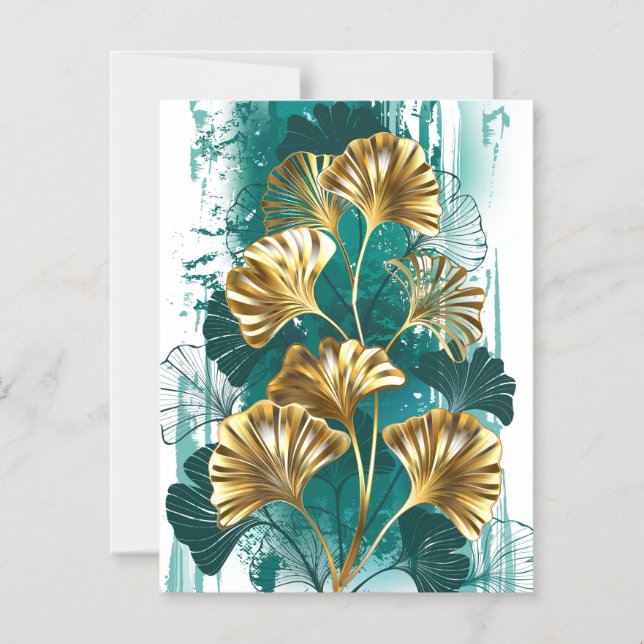 Zweigstelle mit goldenen Blätter Ginko Biloba Magneteinladung (Vorderseite)