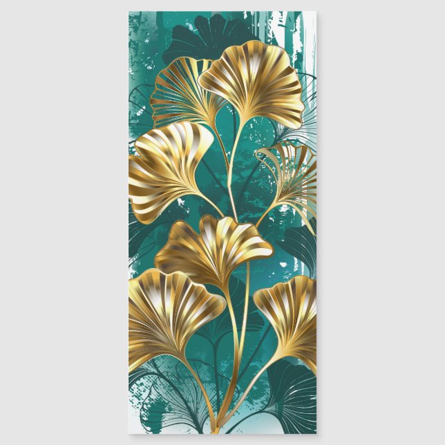 Zweigstelle mit goldenen Blätter Ginko Biloba Magneteinladung (Vorderseite)