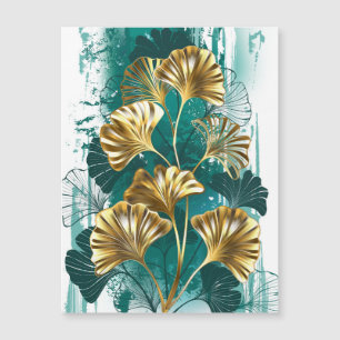 Zweigstelle mit goldenen Blätter Ginko Biloba Magnetkarte