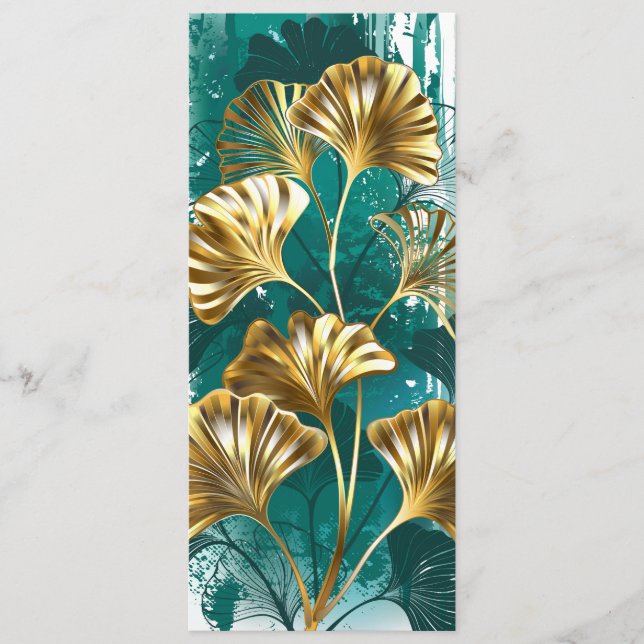 Zweigstelle mit goldenen Blätter Ginko Biloba Menükarte (Vorderseite)