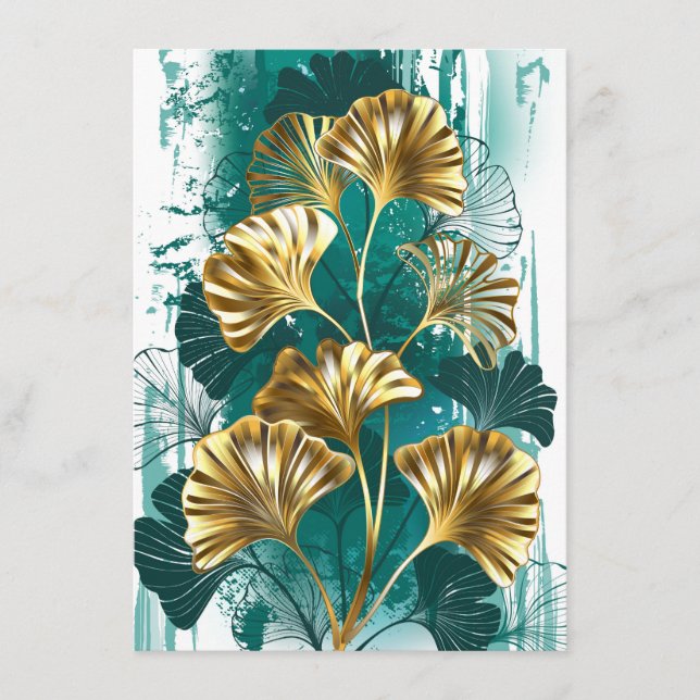 Zweigstelle mit goldenen Blätter Ginko Biloba Menükarte (Vorderseite)