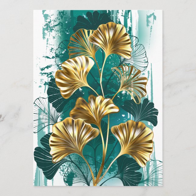 Zweigstelle mit goldenen Blätter Ginko Biloba Menükarte (Vorderseite)