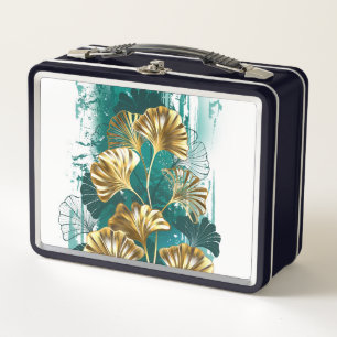 Zweigstelle mit goldenen Blätter Ginko Biloba Metall Brotdose