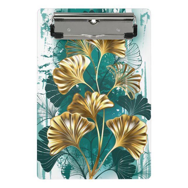 Zweigstelle mit goldenen Blätter Ginko Biloba Mini Klemmbrett (Vorderseite)