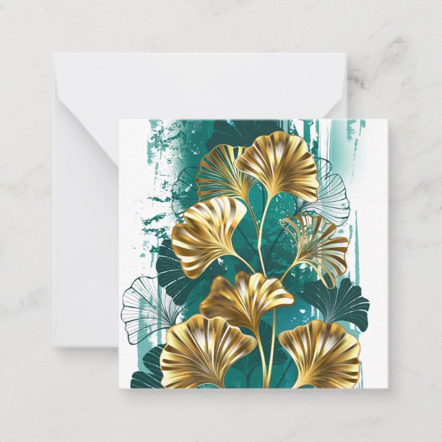 Zweigstelle mit goldenen Blätter Ginko Biloba Mitteilungskarte (Vorderseite)