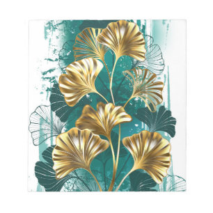 Zweigstelle mit goldenen Blätter Ginko Biloba Notizblock