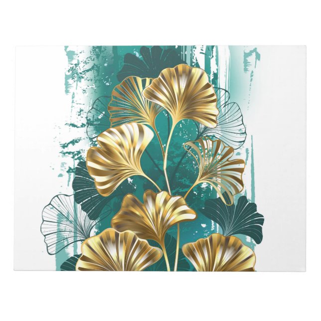 Zweigstelle mit goldenen Blätter Ginko Biloba Notizblock (Vorderseite)