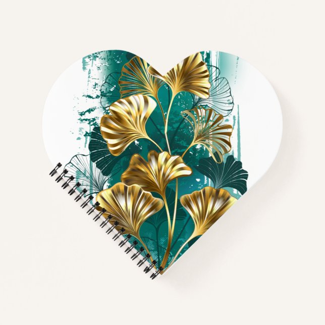 Zweigstelle mit goldenen Blätter Ginko Biloba Notizbuch (Vorderseite)