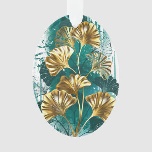 Zweigstelle mit goldenen Blätter Ginko Biloba Ornament