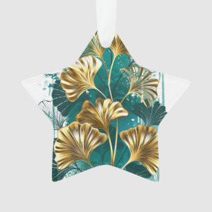 Zweigstelle mit goldenen Blätter Ginko Biloba Ornament