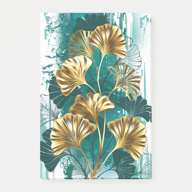 Zweigstelle mit goldenen Blätter Ginko Biloba Post-it Klebezettel (Vorderseite)