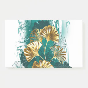 Zweigstelle mit goldenen Blätter Ginko Biloba Post-it Klebezettel