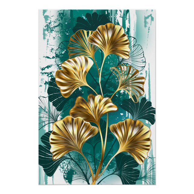Zweigstelle mit goldenen Blätter Ginko Biloba Poster (Vorderseite)