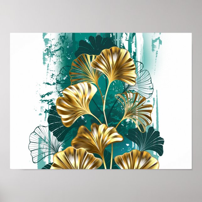 Zweigstelle mit goldenen Blätter Ginko Biloba Poster (Vorne)