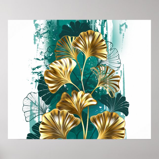 Zweigstelle mit goldenen Blätter Ginko Biloba Poster (Vorne)