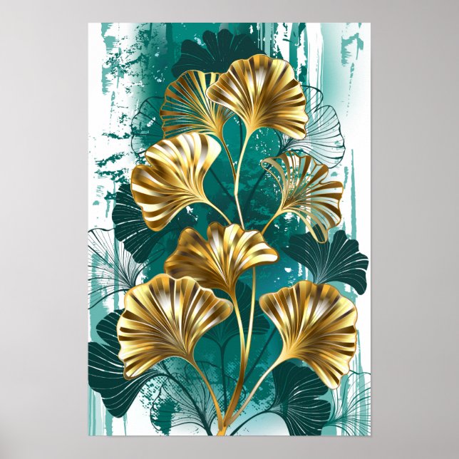 Zweigstelle mit goldenen Blätter Ginko Biloba Poster (Vorne)