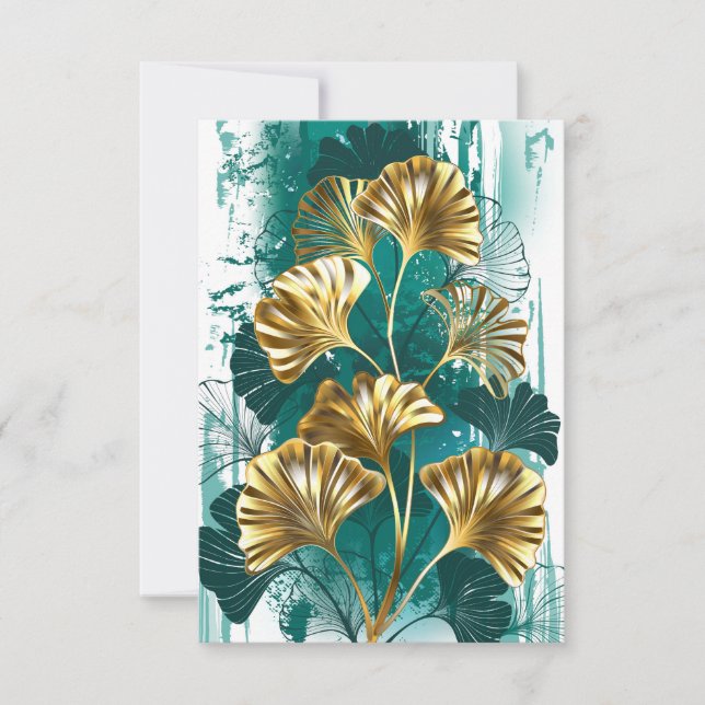 Zweigstelle mit goldenen Blätter Ginko Biloba RSVP Karte (Vorderseite)