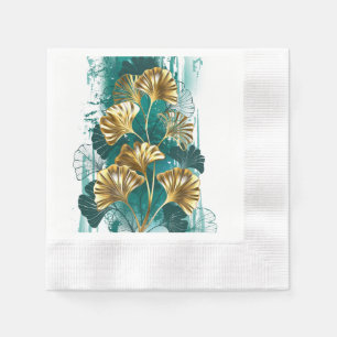 Zweigstelle mit goldenen Blätter Ginko Biloba Serviette