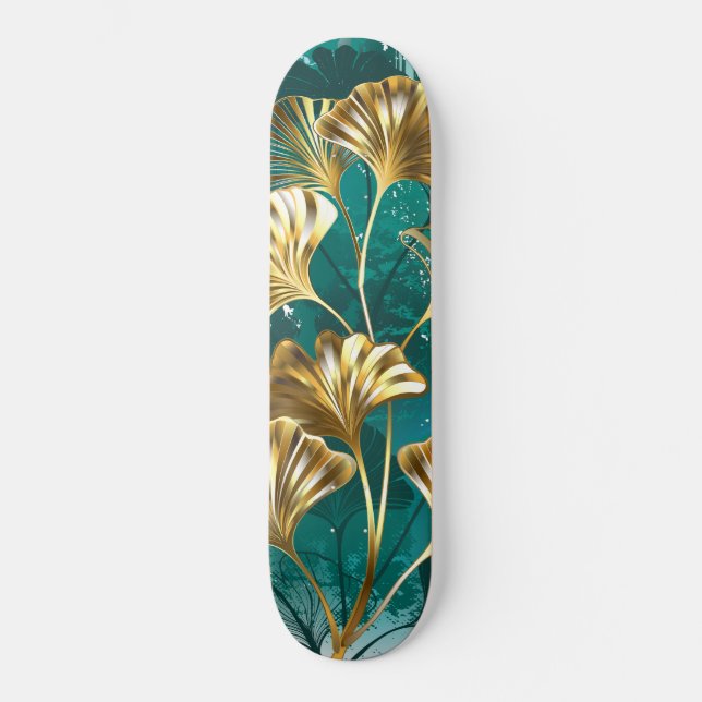 Zweigstelle mit goldenen Blätter Ginko Biloba Skateboard (Vorderseite)