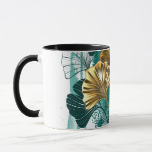 Zweigstelle mit goldenen Blätter Ginko Biloba Tasse