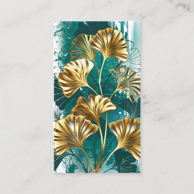 Zweigstelle mit goldenen Blätter Ginko Biloba Telefonnummerkarte (Vorderseite)