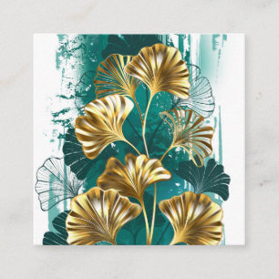 Zweigstelle mit goldenen Blätter Ginko Biloba Telefonnummerkarte