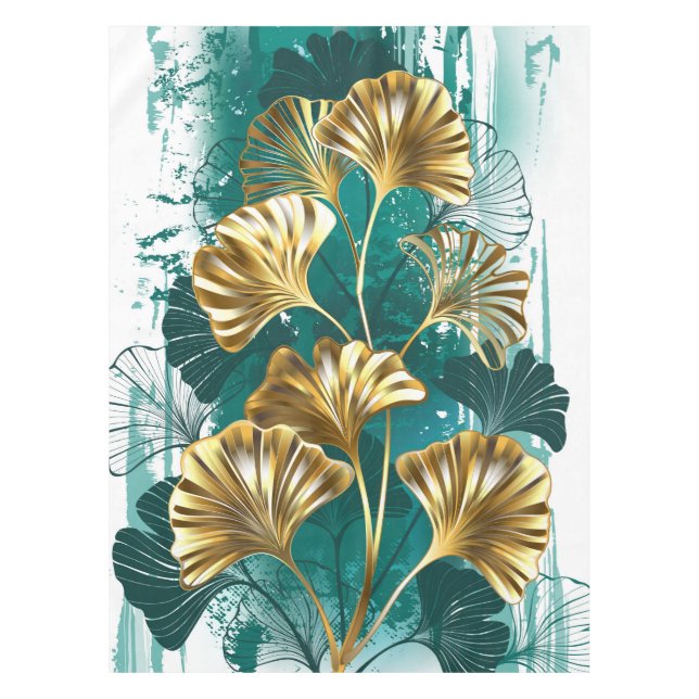 Zweigstelle mit goldenen Blätter Ginko Biloba Tischdecke (Vorderseite)