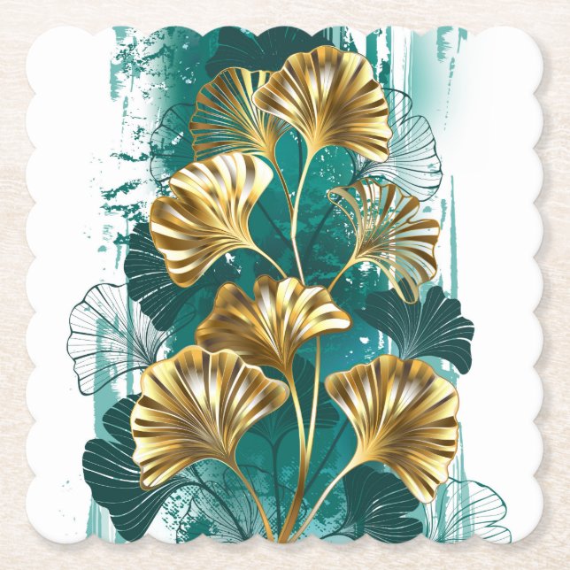 Zweigstelle mit goldenen Blätter Ginko Biloba Untersetzer (Vorderseite)