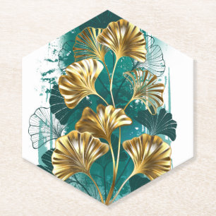 Zweigstelle mit goldenen Blätter Ginko Biloba Untersetzer