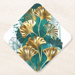 Zweigstelle mit goldenen Blätter Ginko Biloba Untersetzer