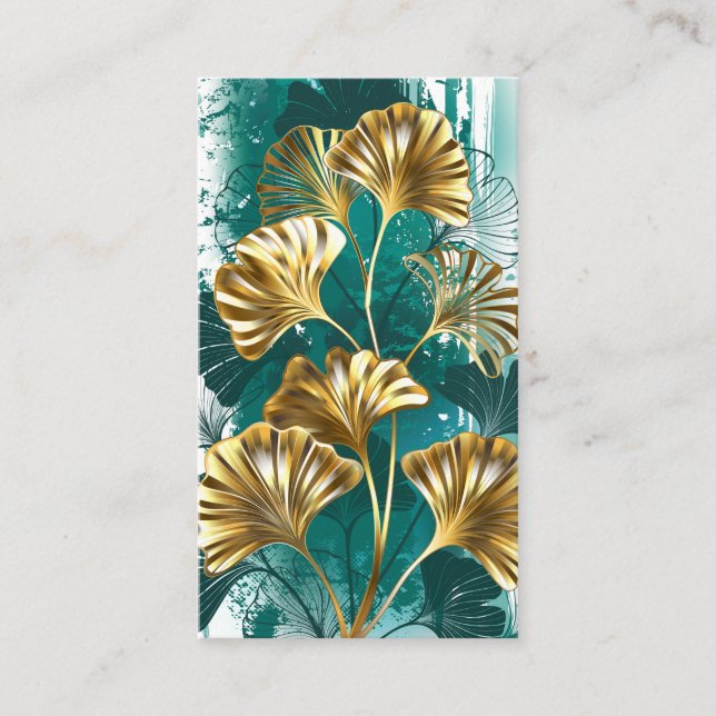 Zweigstelle mit goldenen Blätter Ginko Biloba Visitenkarte (Vorderseite)