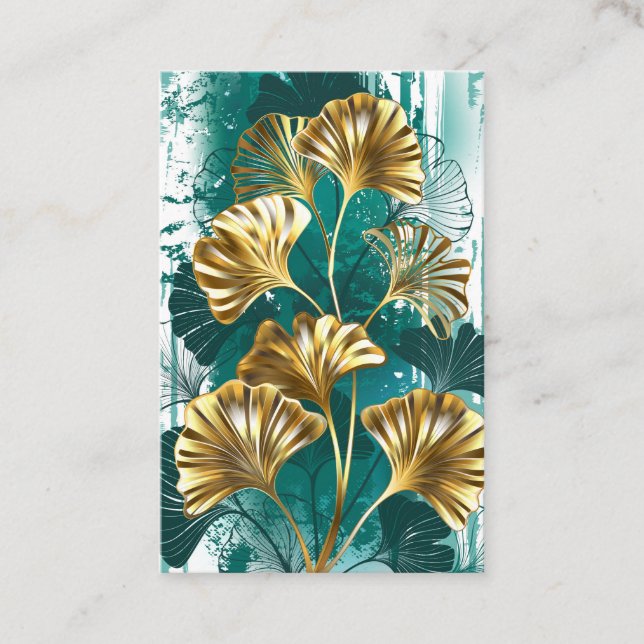 Zweigstelle mit goldenen Blätter Ginko Biloba Visitenkarte (Vorderseite)