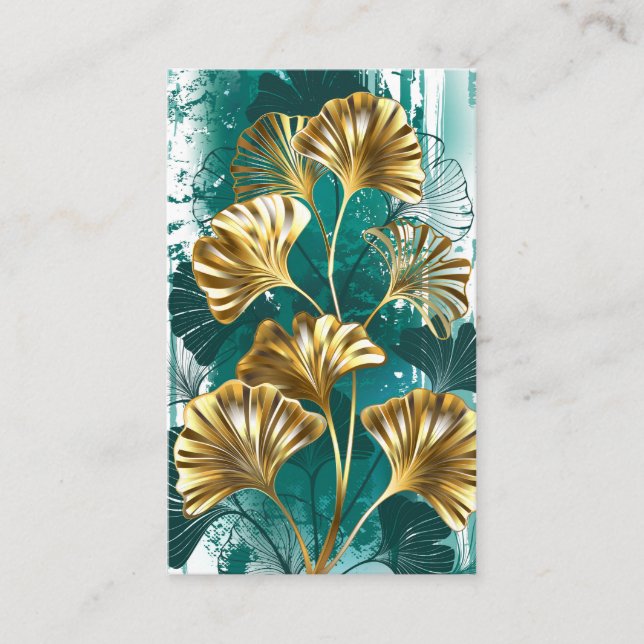 Zweigstelle mit goldenen Blätter Ginko Biloba Visitenkarte (Vorderseite)