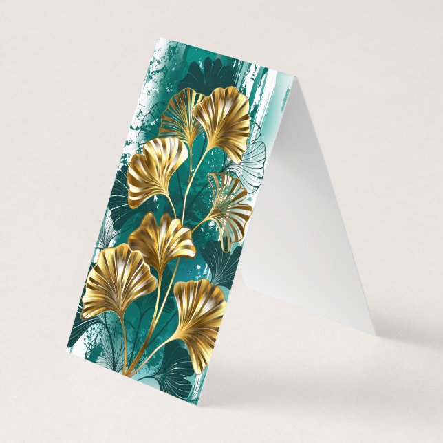 Zweigstelle mit goldenen Blätter Ginko Biloba Visitenkarten (Rückseite)