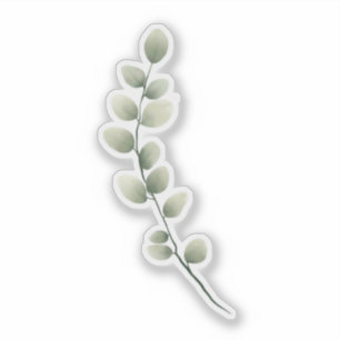 Zweigstelle mit hellgrünen Blätter im Wasserfarbst Aufkleber