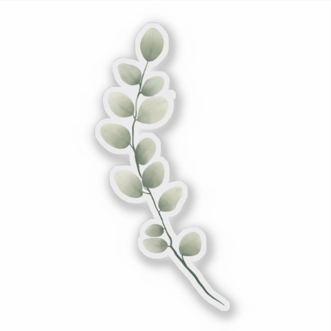 Zweigstelle mit hellgrünen Blätter im Wasserfarbst Aufkleber (Vorderseite)