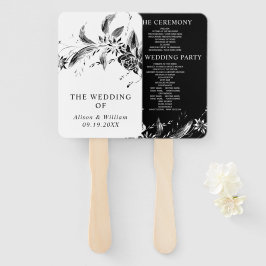 Zweigstelle mit Hochzeitsprogramm für Schwarz-Weiß Fächer