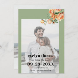 Zweigstelle mit pfirsichfarbenen Rose Hochzeit mit Save The Date