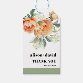 Zweigstelle mit pfirsichfarbenen Rose und Typograf Geschenkanhänger