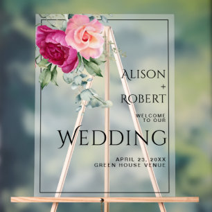 Zweigstelle mit rosa Rosa lichtdurchlässige WELCOM Acrylschild