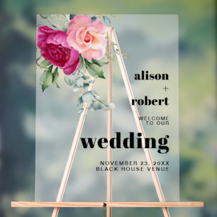 Zweigstelle mit rosa rosa mattierte WELCOME Hochze Acrylschild