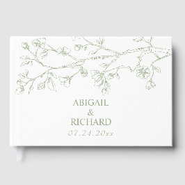 Zweigstelle mit Salbeigrün Blüten monochrome Hochz Gästebuch