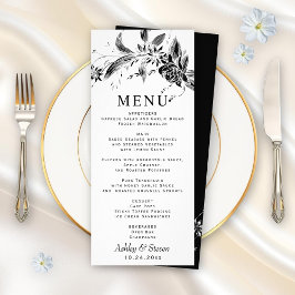 Zweigstelle mit schwarzer, weißer Blume Hochzeitsk Werbekarte