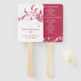 Zweigstelle mit Viva magenta Blume Hochzeitsprogra Fächer