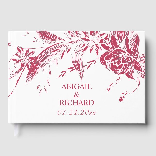 Zweigstelle mit Viva magenta und weißen Blume Hoch Gästebuch (Vorderseite)