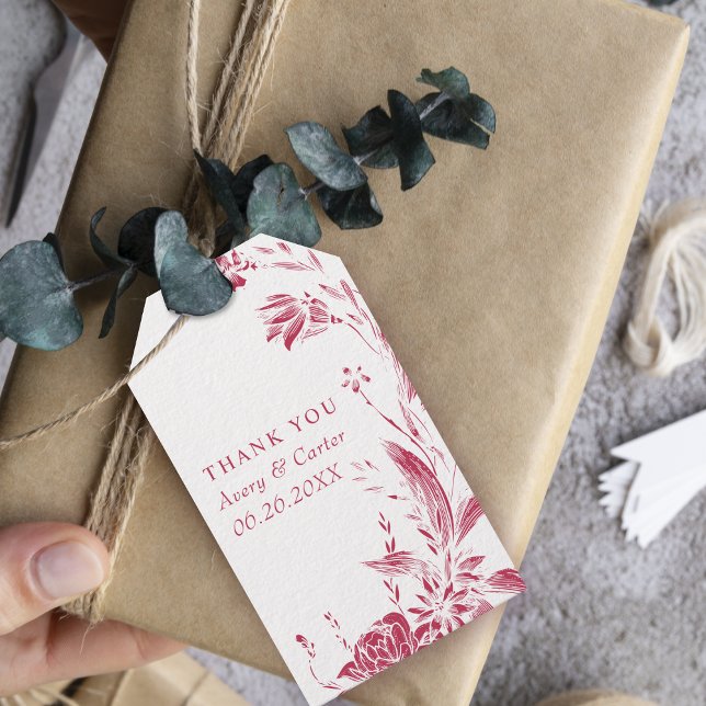 Zweigstelle mit Viva magenta und weißen Blume Hoch Geschenkanhänger (Von Creator hochgeladen)