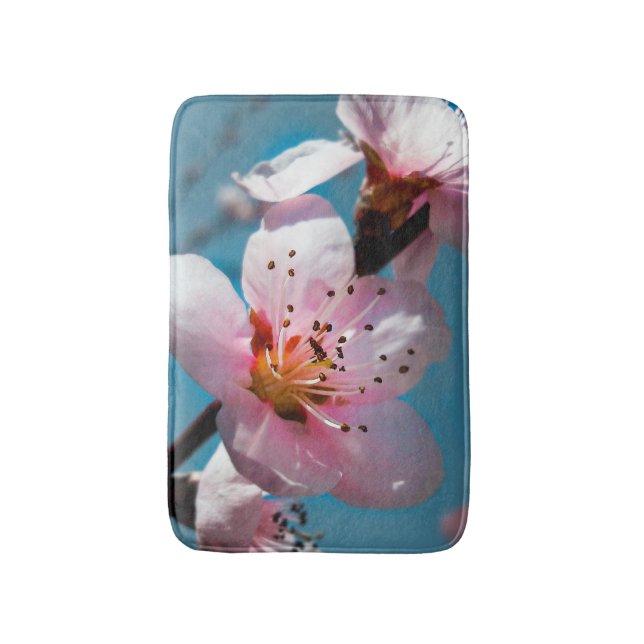 Zweigstelle Peach Blossom und Blue Sky Badematte (Vorderseite Vertikal)