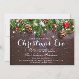 Zweigstelle Pine Cones Rustikaler Weihnachtsabend Einladung