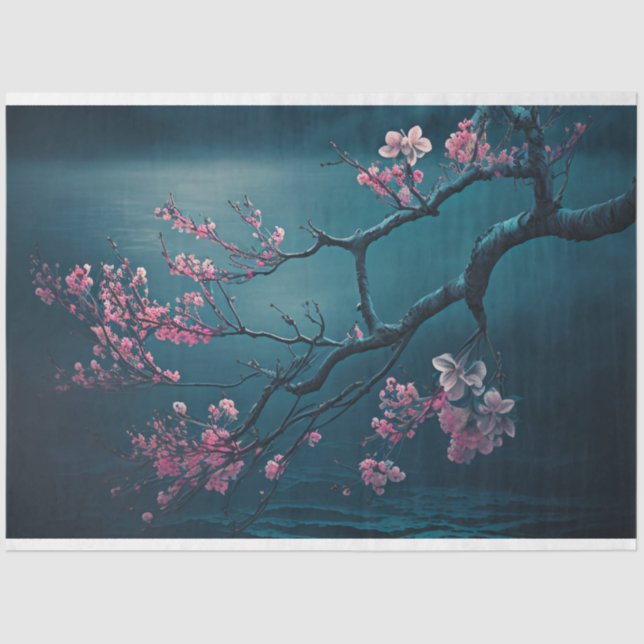 Zweigstelle Pink Cherry Blossom, Chinoiserie Seidenpapier (Vorderseite)